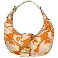 Fendi Shoulder Bag Hobo Handbag Canvas Orange